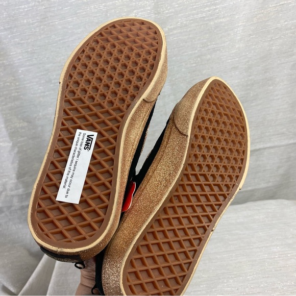 Vans SK8 Hi Zip Rose Gold Glitter Black Skate Shoes Sneakers Little Kids Size 6 - Picture 6 of 7